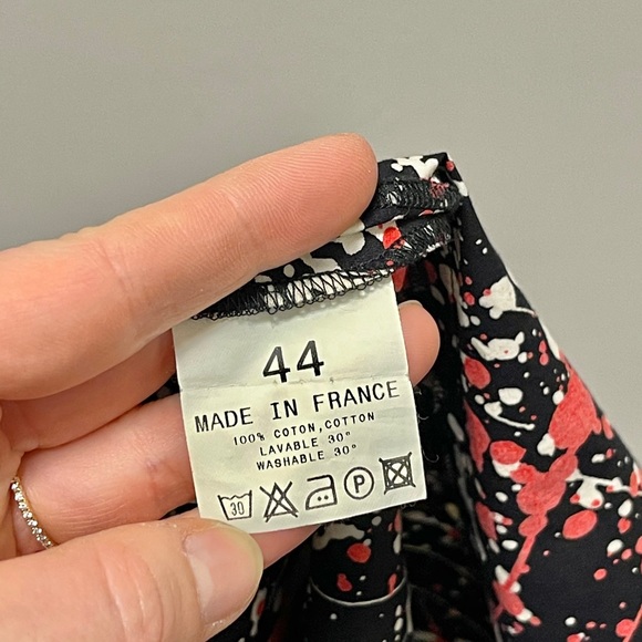 Black Red & White French Splatter Pattern Skirt - Picture 5 of 8